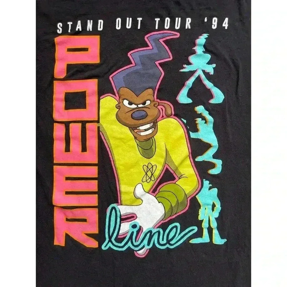 Vintage 90s Disney Goofy Movie Powerline World Tour Pop Star Graphic T-Shirt - Picture 4 of 8